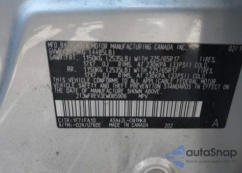 2014 Toyota Rav4 Xle z USA, uszkodzony, nr VIN 2T3WFREV3EW085906